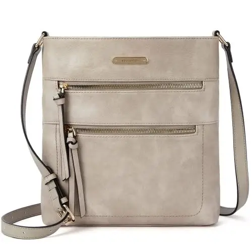 Produktbild: BOSTANTEN Damen Handy Umhängetasche Mittel, PU Leder crossbody bag damen, Reißverschlusstasche Handtasche Damen Umhängetasche Grau