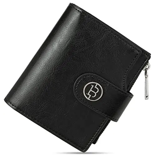 Produktbild: BOSTANTEN Geldbörse Damen Klein, Portemonnaie Damen Geldbeutel Frauen Kunstleder RFID-Schutz Slim Wallet mit Münzfach(Schwarz)