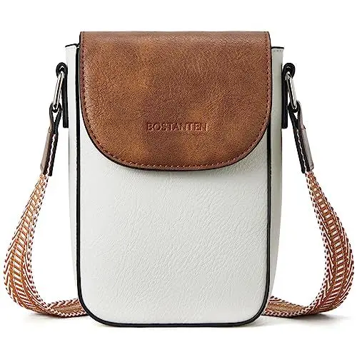Produktbild: BOSTANTEN Handy Umhängetasche Damen, Handytasche zum Umhängen Leder, Handytasche mit Geldbörse zum Umhängen, Handtasche damen umhängetasche Beige Braun