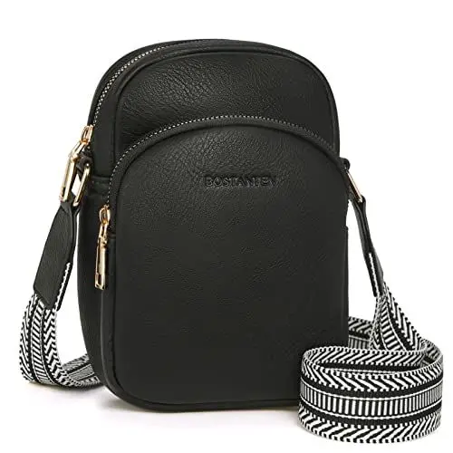Produktbild: BOSTANTEN Handy Umhängetasche Damen, Handytasche zum Umhängen Leder, Handytasche mit Geldbörse zum Umhängen, Handtasche damen umhängetasche Schwarz