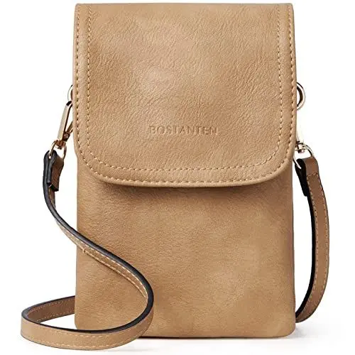 Produktbild: BOSTANTEN Klein Handytasche zum Umhängen, PU Leder Handy Umhängetasche Damen, Handytasche mit Geldbörse zum Umhängen, handtasche damen umhängetasche für Designer Braun