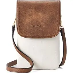 Produktbild: BOSTANTEN Klein Handytasche zum Umhängen, PU Leder Handy Umhängetasche Damen, Handytasche mit Geldbörse zum Umhängen, handtasche damen umhängetasche für Designer Beige Braun