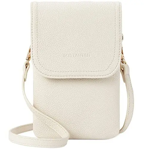 Produktbild: BOSTANTEN Klein Handytasche zum Umhängen, PU Leder Handy Umhängetasche Damen, Handytasche mit Geldbörse zum Umhängen, Handtasche Damen umhängetasche für Designer Beige weiß