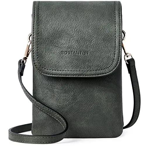 Produktbild: BOSTANTEN Klein Handytasche zum Umhängen, PU Leder Handy Umhängetasche Damen, Handytasche mit Geldbörse zum Umhängen, handtasche damen umhängetasche für Designer Dunkel Grün