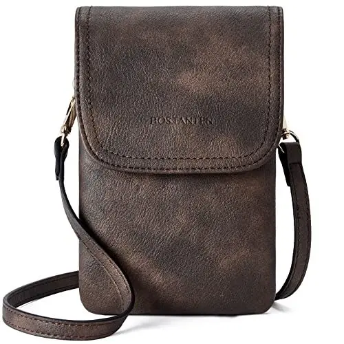Produktbild: BOSTANTEN Klein Handytasche zum Umhängen, PU Leder Handy Umhängetasche Damen, Handytasche mit Geldbörse zum Umhängen, handtasche damen umhängetasche für Designer Kaffee