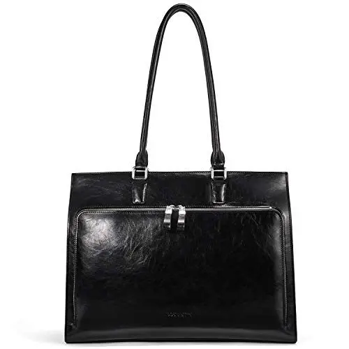 Produktbild: BOSTANTEN Leder Aktentaschen Damen 15.6 Zoll Laptoptaschen Frauen Businesstasche Schultertasche mit Top Handle Schwarz