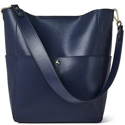 Produktbild: BOSTANTEN Leder Damen Handtasche Schultertasche Designer Umhängetasche Tasche Groß Dunkelblau