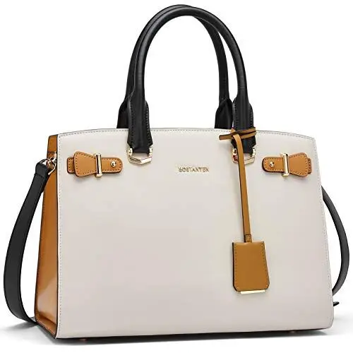 Produktbild: BOSTANTEN Leder Handtasche Damen Schultertasche Elegante Umhängetasche Henkeltasche Ledertaschen Tote Bag Beige