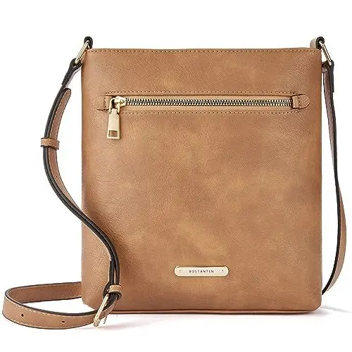 Produktbild: BOSTANTEN Umhängetasche Damen Mittelgroß, PU Leder Crossbody Schultertasche, Umhänge Tasche Handtasche Damen Umhängetasche Elegant Kamelbraun