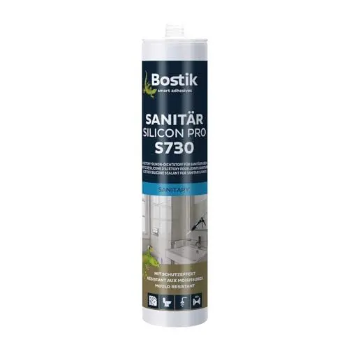 Produktbild: BOSTIK S730 Sanitär Silikon Pro Anthrazit – Hochwertiges Acetat Sanitärsilicon mit Schutzeffekt, Lösemittelfrei, Alterungs- und Witterungsbeständig, Geeignet für Innen- und Außenbereich, 300ml