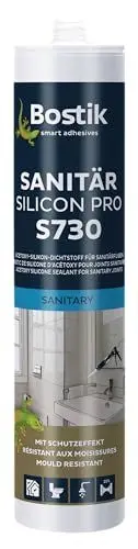 Produktbild: BOSTIK S730 Sanitär Silikon Pro Zementgrau – Hochwertiges Acetat Sanitärsilicon mit Schutzeffekt, Lösemittelfrei, Alterungs- und Witterungsbeständig, Geeignet für Innen- und Außenbereich, 300ml