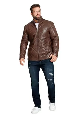 Produktbild: Boston Park Herren große Größen Übergrößen Menswear L-8XL Lederjacke, Stepp, bis 74 Cognac 70 201770315-70