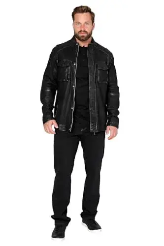Produktbild: Boston Park Herren große Größen Übergrößen Menswear L-8XL Lederjacke, echtes Leder, bis 74 schwarz 66 201459100-66