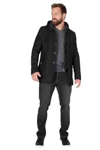 Produktbild: Boston Park Herren große Größen Übergrößen Menswear L-8XL Sakko, Abnehmbarer Kapuzen-Einsatz, Revers, bis 74 anthrazit 68 201518108-68