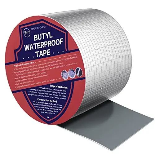 Produktbild: Bosuya Butyl Band Wasserdichtes (5cm x1.2mm X5m) Klebeband Aluminum Selbstklebend Dickes Reperaturband für Dachlecks,Fensterbrettlücken,Rohrbrüche