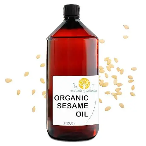 Produktbild: B.O.T cosmetic & wellness - Bio-Sesamöl 100% natürlich & kaltgepresst | Haut-, Haar- & Massagepflege | Anti-Aging & Feuchtigkeitspflege | DIY Kosmetik 1000 ml