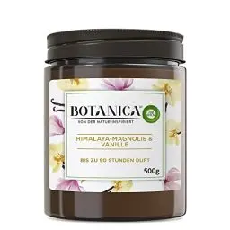 Produktbild: Botanica by Air Wick Duftkerze – Duft: Himalaya-Magnolie und Vanille – Nachhaltig hergestellt mit natürlichen Inhaltsstoffen – 1 x 500 g Kerze im Glas