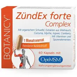 Produktbild: ZÜNDEX FORTE COMPLEX - 60 MSM Kapseln Hochdosiert - OptiMSM, Boswellia Serrata Weihrauch, Curcuma, Myrrhe, Ingwer, Cranberry, Vitamine, Spurenelemente