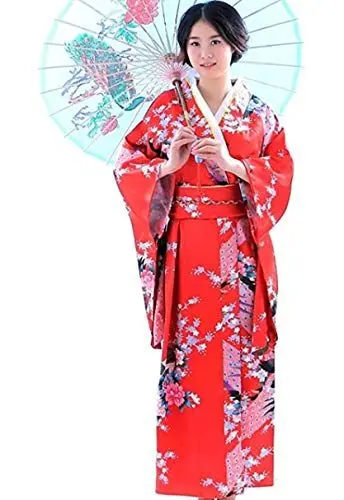 Produktbild: Botanmu Frauen Kimono Robe Japanische Kleid Fotografie Cosplay Kostüm 5 Farben (Rot)