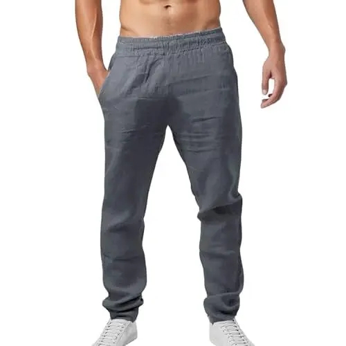 Produktbild: BOTCAM Anzughose Herren Tägliche elastische Taillentaschen Gerade einfarbige Freizeithose Lose Lange Hose Jogginghose Herren Stylisch Modern (Grey XXL)