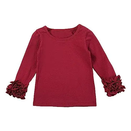 Produktbild: BOTCAM Einfarbiges Basisshirt für und Mädchen mit langärmliger Spitzenbluse, lässiger, lockerer Rundhalsausschnitt für 1 bis 8 Pullover Damen (Coffee, 2Years)