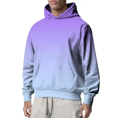 Produktbild: BOTCAM Herren Jacke Herren Casual Fashion Loose Gradient Langarm | Sweatshirt Pulli Sportlich Kapuzenpullover mit Taschen Atmungsaktiv Freizeitjacke Männer Outdoor Kapuzenjacke