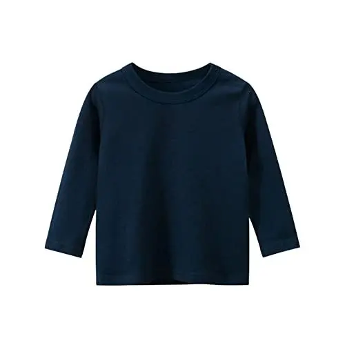 Produktbild: BOTCAM Kleinkind Kinder Mädchen Langarm Basic T-Shirt Lässige T-Shirts Shirt Tops Einfarbig Leggins 128 (Navy, 2-3 Years)
