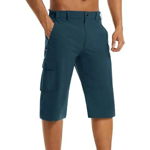 Produktbild: BOTCAM Kurze Hose Leichte 3/4-Wander- und Walking-Shorts für Herren, dünne Arbeits- und Kletter-Caprihose für den Außenbereich mit Herren Walk Shorts (JN, S)