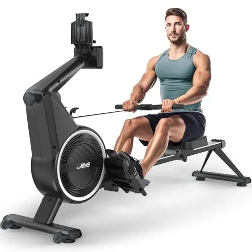 Produktbild: BOTORRO Rudergerät für Zuhause Magnet- und Luftwiderstand BW5 Rudergeräte Kommerzielle Max 350LB mit 10 Widerstandsstufen Einfache Montage Bluetooth LED Monitor Tablet Stand Geeignet für Ganze Familie