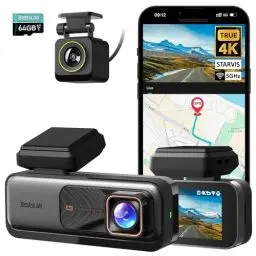 Produktbild: BOTSLAB Dashcam Auto Vorne Hinten, 4K Dashcam Auto GPS mit WiFi, Dual Autokamera mit 64GB SD Karte, ADAS, Nachtsicht, 170°Weitwinkel, WDR, 2,45