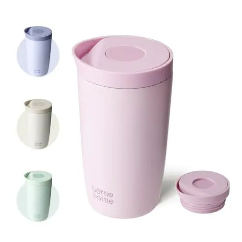 Produktbild: BOTTLE BOTTLE Thermobecher 350ml für Kaffee oder Tee, auslaufsicher und Easy Quick-Press-Verschluss, Isolierbecher Travel Mug Classic Grande (Blau)