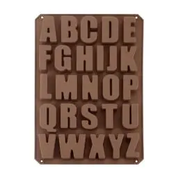 Produktbild: BouGPeng 26 Buchstaben Silikonformen A-Z Schokoladenform gießformen 33.5x22.5x2.6cm Silikonform Backform Pralinen Extra Stabil Seifenform Backform für die Süßigkeitenherstellung(Braun)