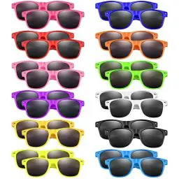 Produktbild: Bouiexye 24 Stück Kinder Sonnenbrillen Neon Jungen Mädchen Kinder Party Favor Taschenfüller Strand Pool Geburtstagsfeier/Jungen Mädchen Geburtstagsparty Zubehör (12 Farben)
