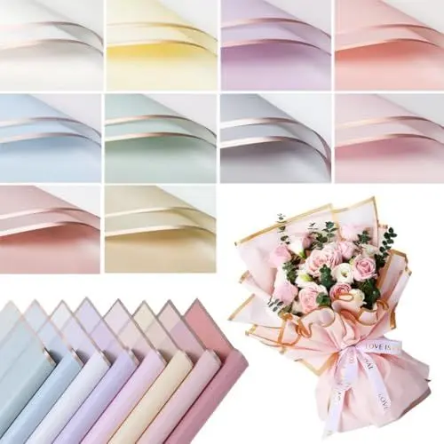 Produktbild: Fenglin-joy Bouquet Paper, 20 Pieces, 10 Colours, Waterproof Flower Gift Wrapping Paper for Flowers for Gift Packaging, Flower Shop Bouquet Packaging, 58 cm