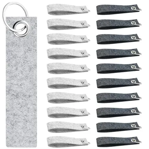 Produktbild: Boutihao 20 Stück Filz Schlüsselanhänger, Schlüsselanhänger Beschriftbar, Filz Schlüsselanhänger Blanko mit Edelstahl Ring, DIY Dekoration Handwerk Schlüsselanhänger für Taschen Auto Basteln