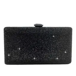 Produktbild: Boutique De FGG Kristall Clutch Tasche Damen für Hochzeit Abendtasche Strasssteine Party Kristallene Handtasche Braut-Geldbörse, Mini, Schwarz