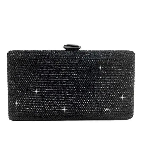 Produktbild: Boutique De FGG Kristall Clutch Tasche Damen für Hochzeit Abendtasche Strasssteine Party Kristallene Handtasche Braut-Geldbörse, Mini, Schwarz