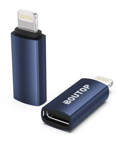 Produktbild: BOUTOP 2 Packung USB C auf Lightning Adapter (Apple MFi Zertifiziert) für 27W PD Schnelle Aufladen (Nicht für die Datensynchronisierung) Kompatibel mit iPhone, iPad, iPod-(Blau)