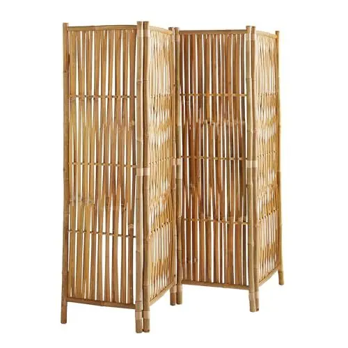 Produktbild: Box and Beyond - Paravent für den Innenbereich - 160 x 180 cm - Raumteiler aus natürlichem Bambus - Paravent 4 Paneele - Paravent Schlafzimmer, Wohnzimmer - abnehmbare Trennwand