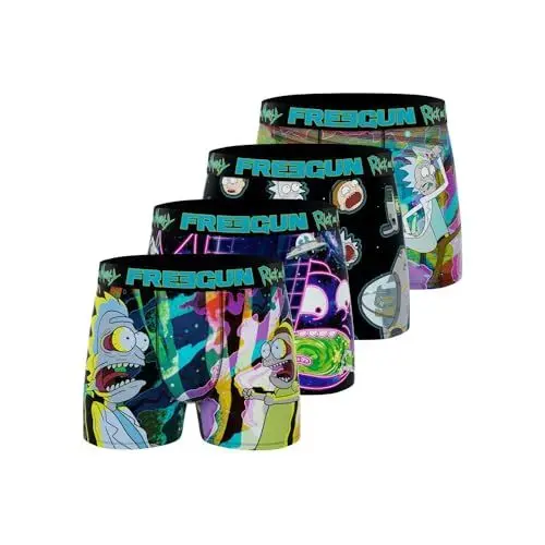 Produktbild: Boxershorts Herren Rick and Morty, Unterhosen Männer, Besorgt, Weich (4er Pack), Grün, XL