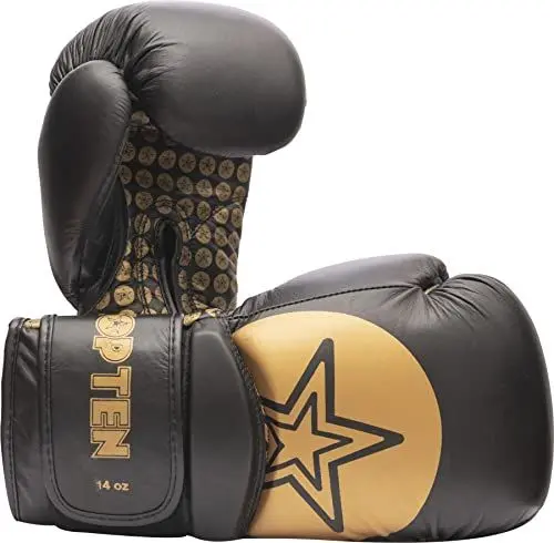 Produktbild: TOP TEN Boxhandschuhe „Wrist Star“ - schwarz-Gold, 10 oz
