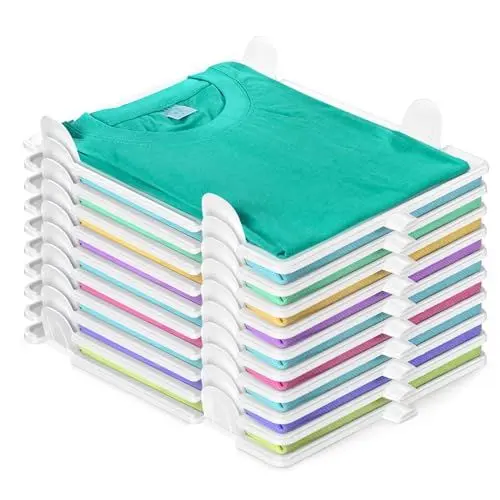 Produktbild: BoxLegend T-Shirt Organizer Stapelbar, Closet Organizer, Erwachsene und Kinder Kleiderschrank Organizer Stapelbar für T Shirt Hemden,10 Stück