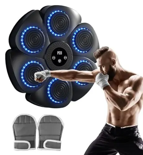 Produktbild: Boxmaschine mit Musik Boxtrainer mit Bluetooth, Wandmontiertes Box Maschine mit Boxhandschuhen, Boxing Machine hat 9 Modi und 18 Geschwindigkeiten Einstellbar, Geschenk für Erwachsene und Kinder