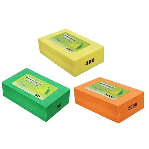 Produktbild: Boxonly 3 Stück Schleifblöcke mit 60er Körnung + 400er Körnung + 3000er Körnung Polierblock Diamant-Polierblock für Granit, Marmor, Glas, Schleifen