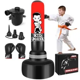 Produktbild: Boxsack Kinder Set 165cm große DREI-Etagen-Design stabil, aufblasbare Boxsack Stehend mit Boxhandschuhen und elektrische Luftpumpe, Kind stehend Tasche für Jungen Mädchen Alter 3-15 Training Karate