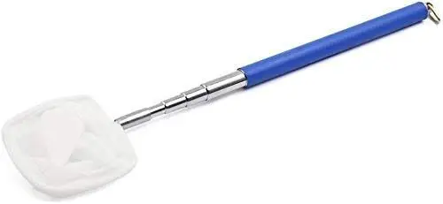 Produktbild: boxtech Fish Shrimp Skimming Net Feinmaschiges, erweiterbares Fischernetz mit Edelstahlgriff für Aquarium Pond Creek (Blau, Quadrat)