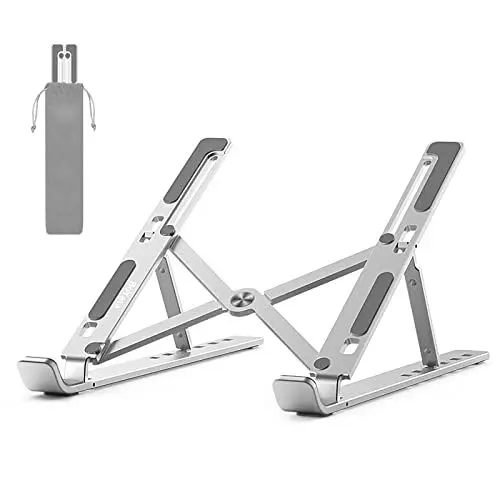 Produktbild: BoYata Laptop Ständer, 6 Stufen der Höhenverstellung Tragbarer Laptop Halter für Schreibtisch, Faltbarer Aluminium-Riser, kompatibel mit MacBook Air, Dell XPS, die meisten 10-15,6-Zoll-Laptops