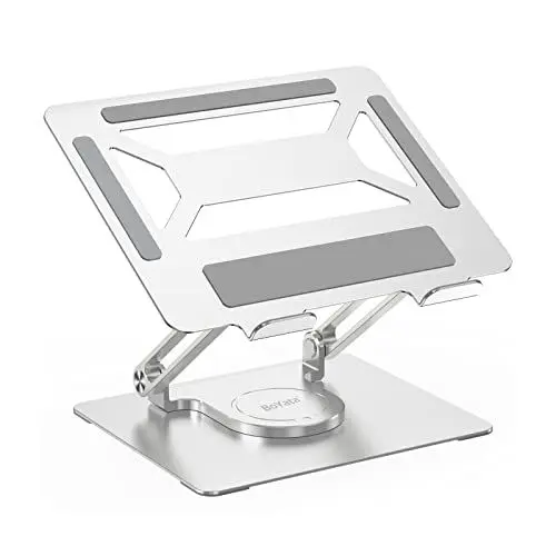 Produktbild: BoYata Laptopständer für Schreibtisch, Verstellbarer Computerständer mit 360° Drehbarer Basis, Ergonomischer Faltbarer Laptop Riser Halter Kompatibel mit MacBook Pro/Air, Laptops bis 17 Zoll-Silber