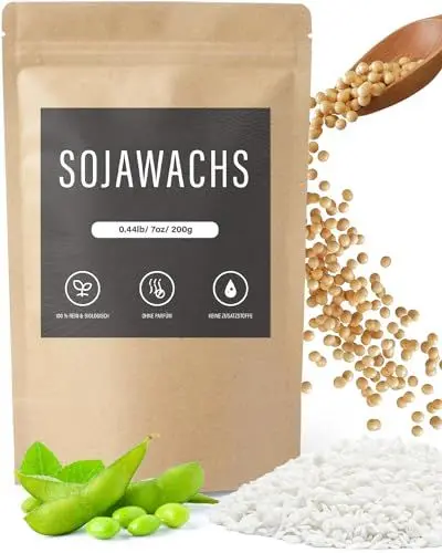 Produktbild: BOYUJK Sojawachs für Kerzen 1KG/2KG/5KG, Premium Natürlich Kerzenwachs, 100% Sojawachs für die Kerzenherstellung aus biologischem Anbau, ohne Zusatzstoffe, Harmlos und Rein( 200g )