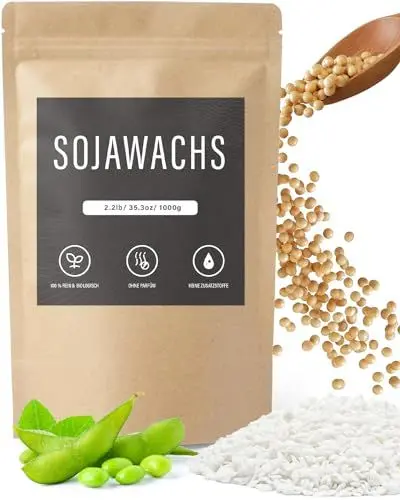 Produktbild: BOYUJK Sojawachs für Kerzen 1KG/2KG/5KG, Premium Natürlich Kerzenwachs, 100% Sojawachs für die Kerzenherstellung aus biologischem Anbau, ohne Zusatzstoffe, Harmlos und Rein( 1kg )